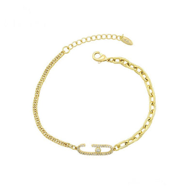 14 K Gold Plated bracelet with white zirconium - BIJUNET