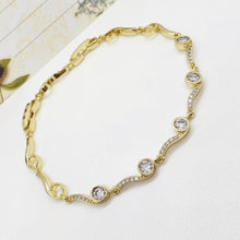 Load image into Gallery viewer, 14 K Gold Plated bracelet with white zirconium - BIJUNET
