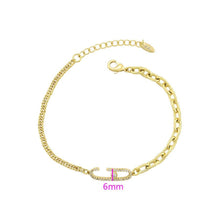 Charger l&#39;image dans la galerie, 14 K Gold Plated bracelet with white zirconium - BIJUNET
