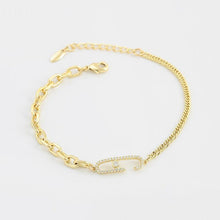 Load image into Gallery viewer, 14 K Gold Plated bracelet with white zirconium - BIJUNET
