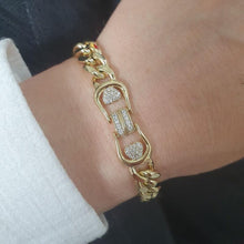 Load image into Gallery viewer, 14 K Gold Plated bracelet with white zirconium - BIJUNET
