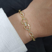 Load image into Gallery viewer, 14 K Gold Plated bracelet with white zirconium - BIJUNET
