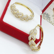 Charger l&#39;image dans la galerie, 14 K Gold Plated braided hoops earrings with white zirconium - BIJUNET
