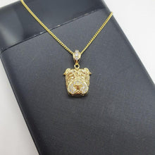 Load image into Gallery viewer, 14 K Gold Plated Bulldog pendant with white zirconium - BIJUNET
