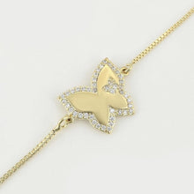 Load image into Gallery viewer, 14 K Gold Plated butterfly bracelet with white zirconium - BIJUNET
