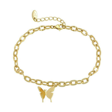 14 K Gold Plated butterfly chain anklet - BIJUNET