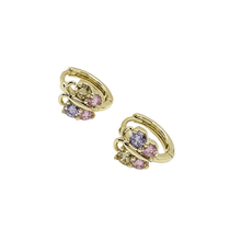 Charger l&#39;image dans la galerie, 14 K Gold Plated butterfly earrings with coloured zirconium - BIJUNET
