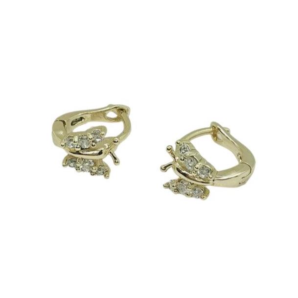 14 K Gold Plated butterfly earrings with white zirconium - BIJUNET