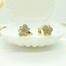 Load image into Gallery viewer, 14 K Gold Plated butterfly earrings with white zirconium - BIJUNET
