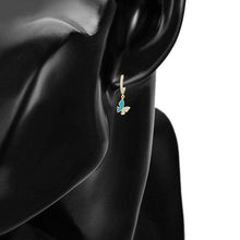 Load image into Gallery viewer, 14 K Gold Plated butterfly earrings with white zirconium - BIJUNET
