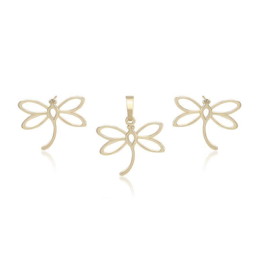 14 K Gold Plated butterfly pendant and earrings set - BIJUNET