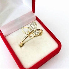 Charger l&#39;image dans la galerie, 14 K Gold Plated butterfly ring with white zirconium - BIJUNET
