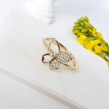 Charger l&#39;image dans la galerie, 14 K Gold Plated butterfly ring with white zirconium - BIJUNET
