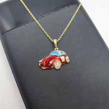 Load image into Gallery viewer, 14 K Gold Plated car pendant with white zirconium - BIJUNET
