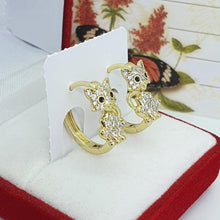 Load image into Gallery viewer, 14 K Gold Plated cat earrings with white zirconium - BIJUNET
