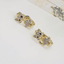 Load image into Gallery viewer, 14 K Gold Plated cat earrings with white zirconium - BIJUNET
