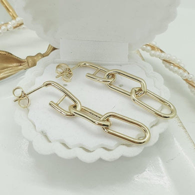 14 K Gold Plated Chain earrings - BIJUNET