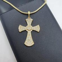 Load image into Gallery viewer, 14 K Gold Plated Cross pendant with white zirconium - BIJUNET
