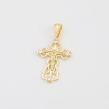 Load image into Gallery viewer, 14 K Gold Plated cross pendant with white zirconium - BIJUNET
