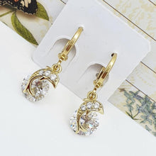 Load image into Gallery viewer, 14 K Gold Plated dolphin earrings with white zirconium - BIJUNET
