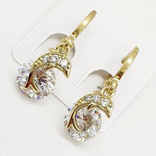 Charger l&#39;image dans la galerie, 14 K Gold Plated dolphin earrings with white zirconium - BIJUNET
