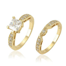 Charger l&#39;image dans la galerie, 14 K Gold Plated double ring with white zirconium - BIJUNET
