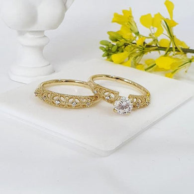 14 K Gold Plated double ring with white zirconium - BIJUNET