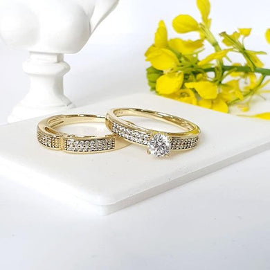 14 K Gold Plated double ring with white zirconium - BIJUNET