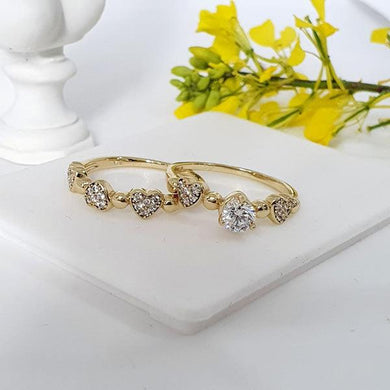 14 K Gold Plated double ring with white zirconium - BIJUNET