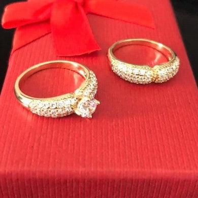 14 K Gold Plated double ring with white zirconium - BIJUNET