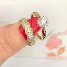 Charger l&#39;image dans la galerie, 14 K Gold Plated double ring with white zirconium - BIJUNET
