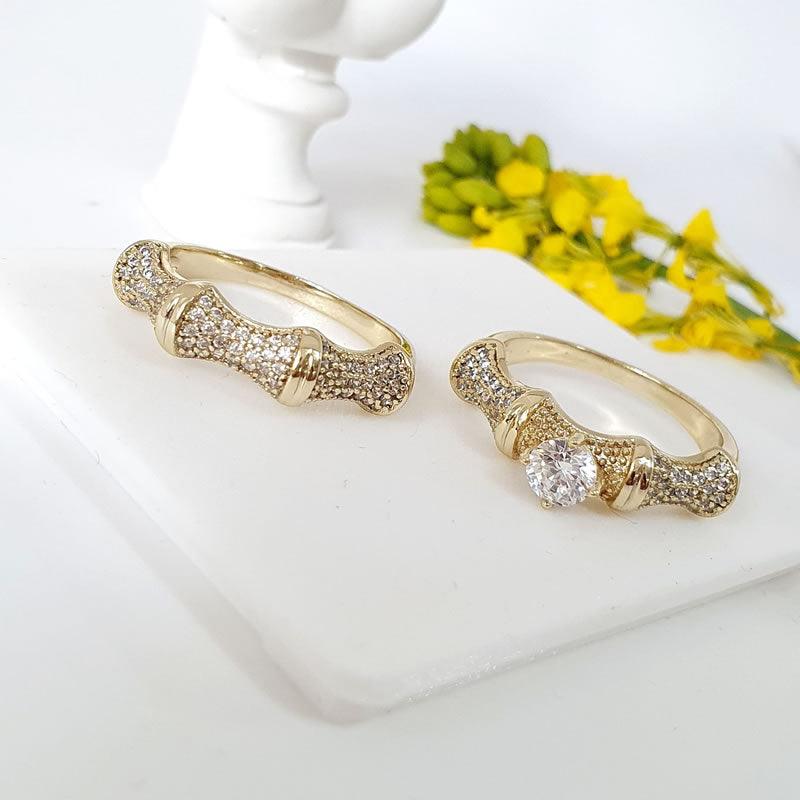 14 K Gold Plated double ring with white zirconium - BIJUNET