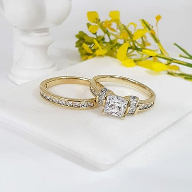 14 K Gold Plated double ring with white zirconium - BIJUNET