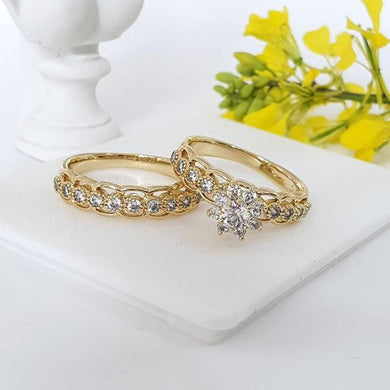 14 K Gold Plated double ring with white zirconium - BIJUNET