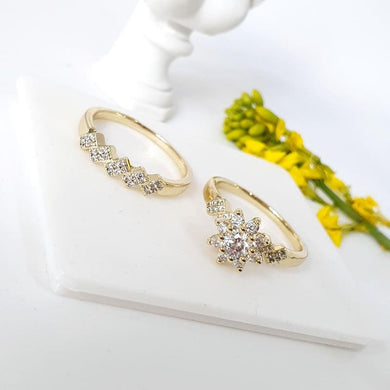 14 K Gold Plated double ring with white zirconium - BIJUNET