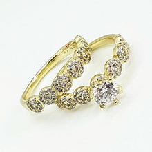 Load image into Gallery viewer, 14 K Gold Plated double ring with white zirconium - BIJUNET
