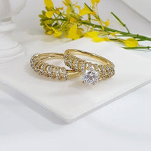 Load image into Gallery viewer, 14 K Gold Plated double ring with white zirconium - BIJUNET

