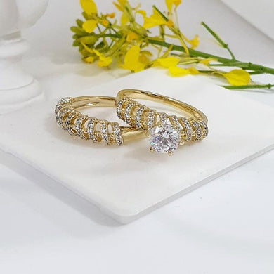 14 K Gold Plated double ring with white zirconium - BIJUNET