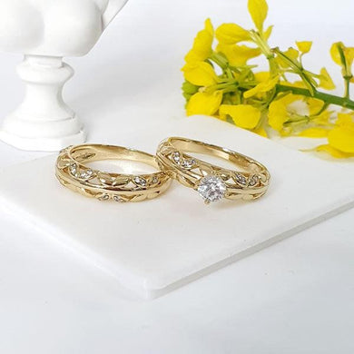 14 K Gold Plated double ring with white zirconium - BIJUNET
