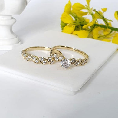 14 K Gold Plated double ring with white zirconium - BIJUNET