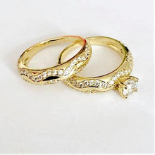 Charger l&#39;image dans la galerie, 14 K Gold Plated double ring with white zirconium - BIJUNET
