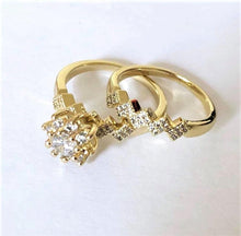Charger l&#39;image dans la galerie, 14 K Gold Plated double ring with white zirconium - BIJUNET
