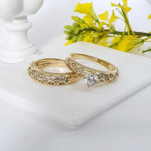 Charger l&#39;image dans la galerie, 14 K Gold Plated double ring with white zirconium - BIJUNET
