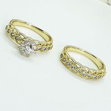 Load image into Gallery viewer, 14 K Gold Plated double ring with white zirconium - BIJUNET
