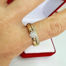 Load image into Gallery viewer, 14 K Gold Plated double ring with white zirconium - BIJUNET
