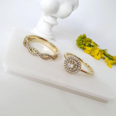 14 K Gold Plated double ring with white zirconium - BIJUNET