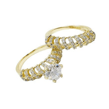 Load image into Gallery viewer, 14 K Gold Plated double ring with white zirconium - BIJUNET
