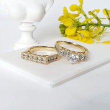 Charger l&#39;image dans la galerie, 14 K Gold Plated double ring with white zirconium - BIJUNET
