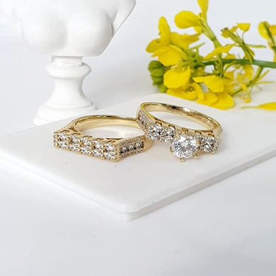 14 K Gold Plated double ring with white zirconium - BIJUNET