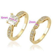 Charger l&#39;image dans la galerie, 14 K Gold Plated double ring with white zirconium - BIJUNET
